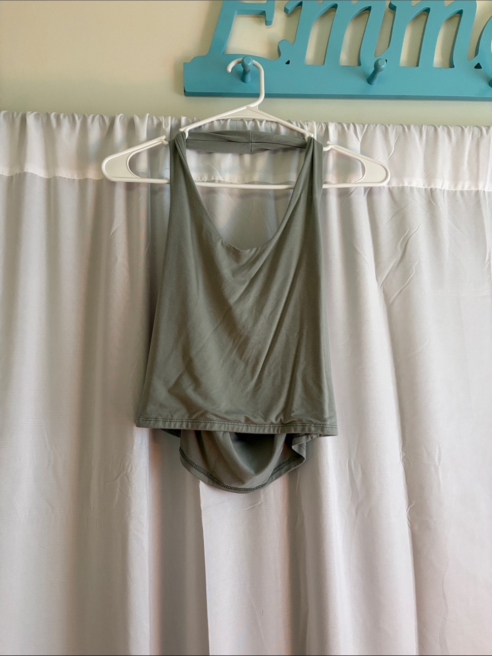 Olive Green Racerback Crop Tank Top - Womens